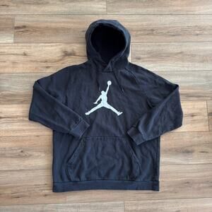 Nike Air Jordan Jumpman Hoodie Mens XL Black Fleece Streetwear Logo Pullover OG